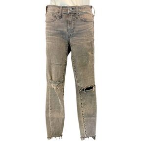 Madewell Women's 9" High Rise Skinny Jean Distressed Raw Hem Gray Size 25